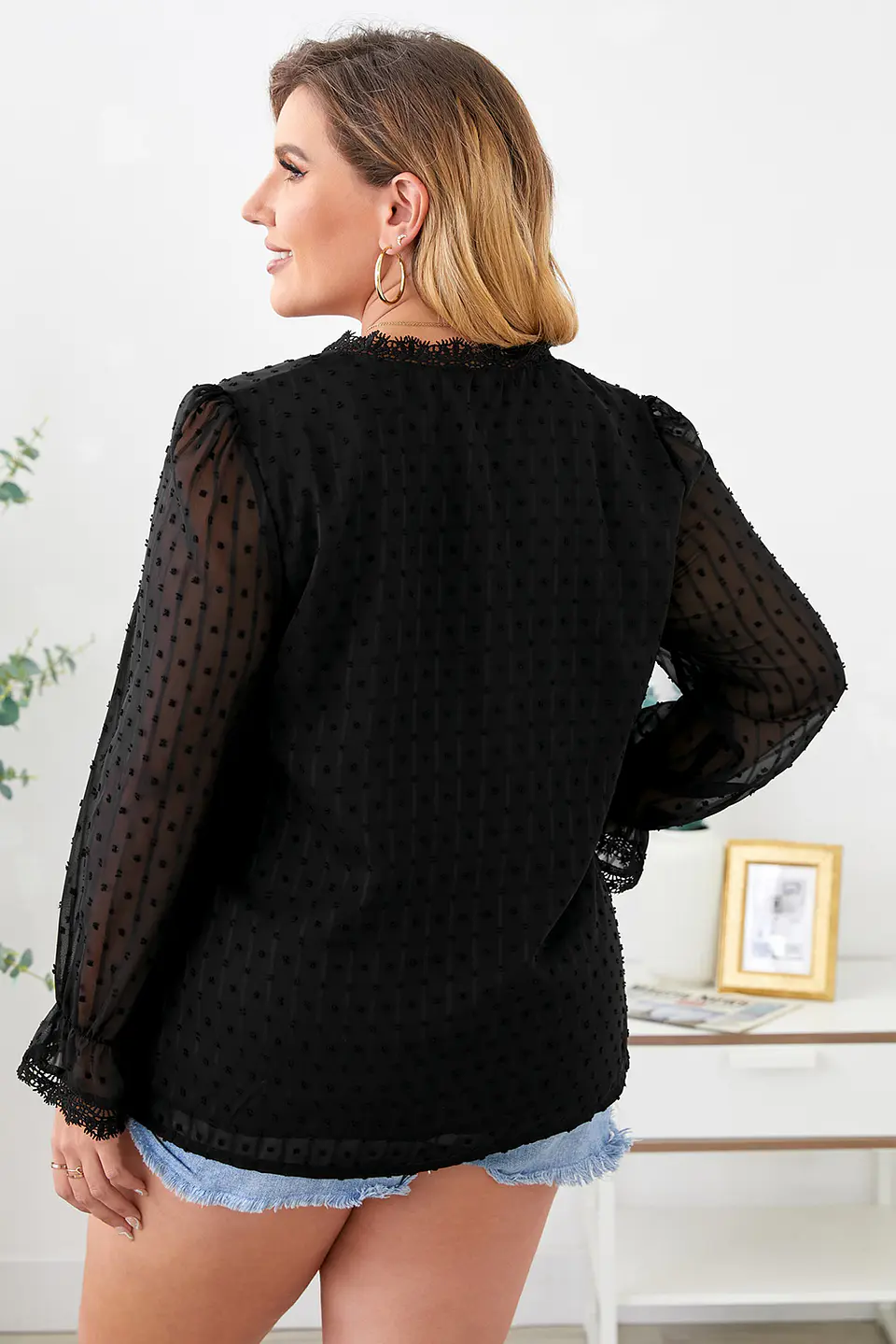Blusa con mangas larga en transparencia BL067 12