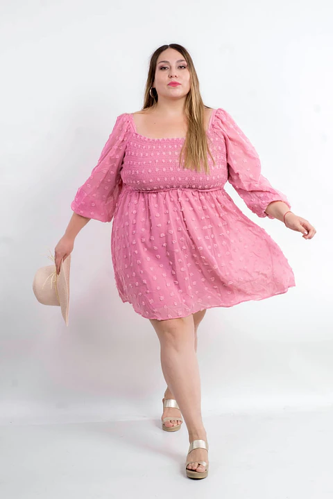 Vestido PV179 con mangas 3/4 semitransparente