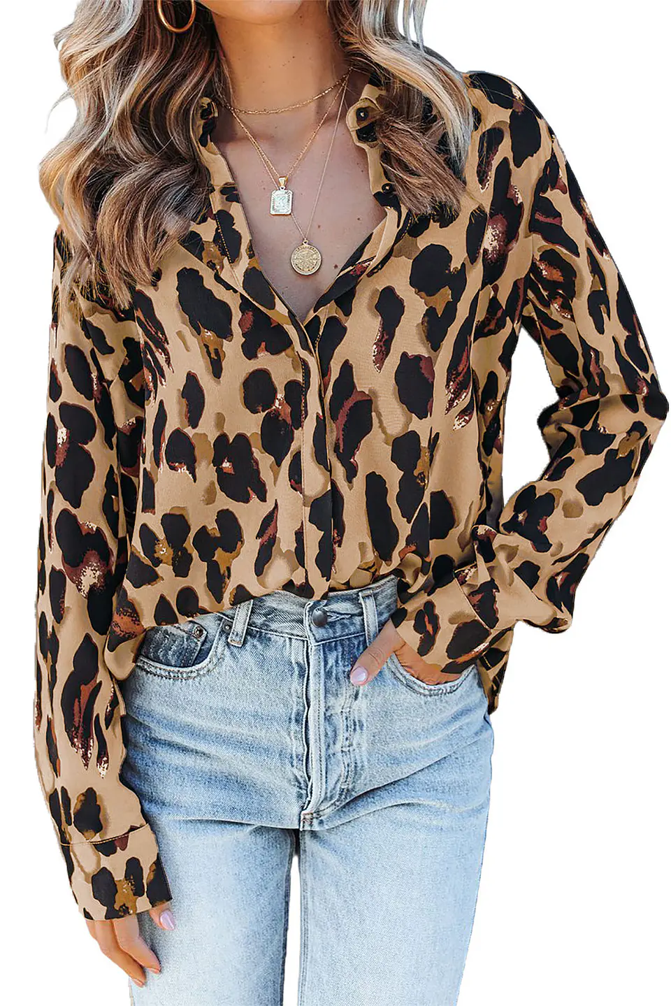 Blusa satinada animal print BL083 4