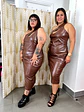 Vestido PV193 ecocuero ajustado elasticado  - Miniatura 7