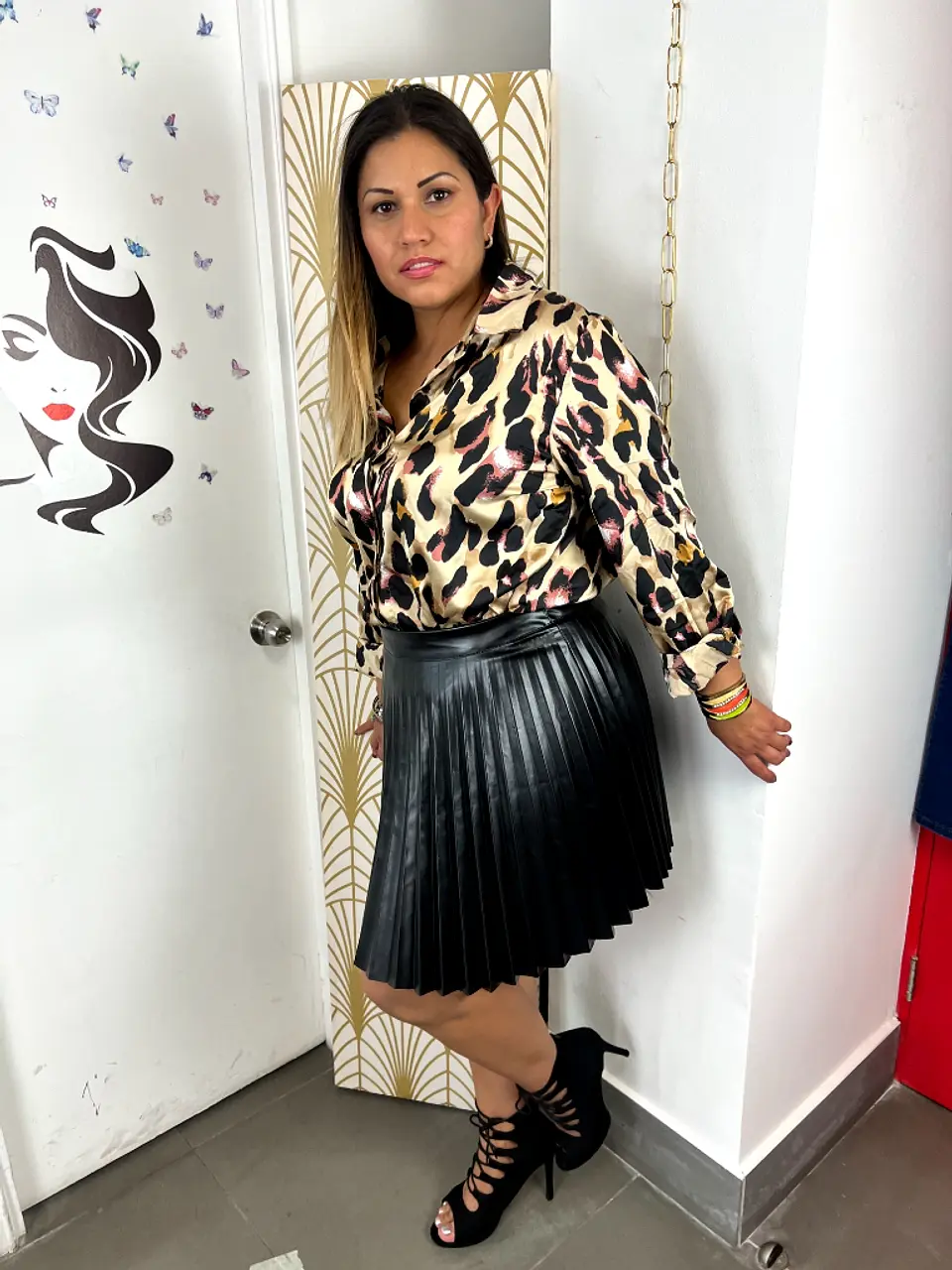 Blusa satinada animal print BL083 2