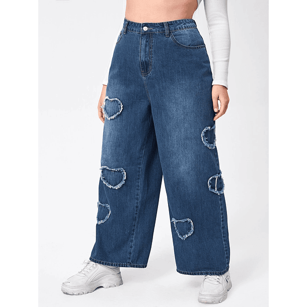 Jeans JE013 pierna ancha corazones  3