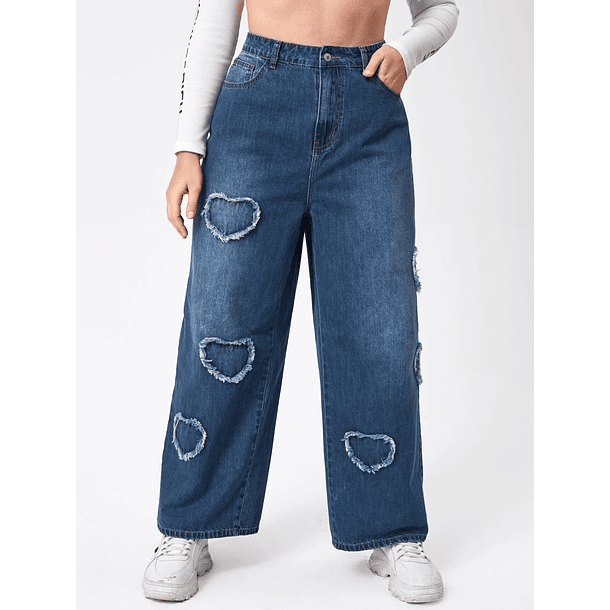 Jeans JE013 pierna ancha corazones  4