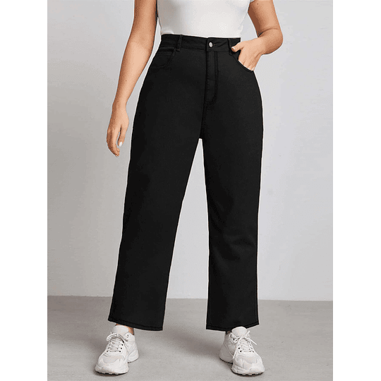 Jeans recto negro liso JE022