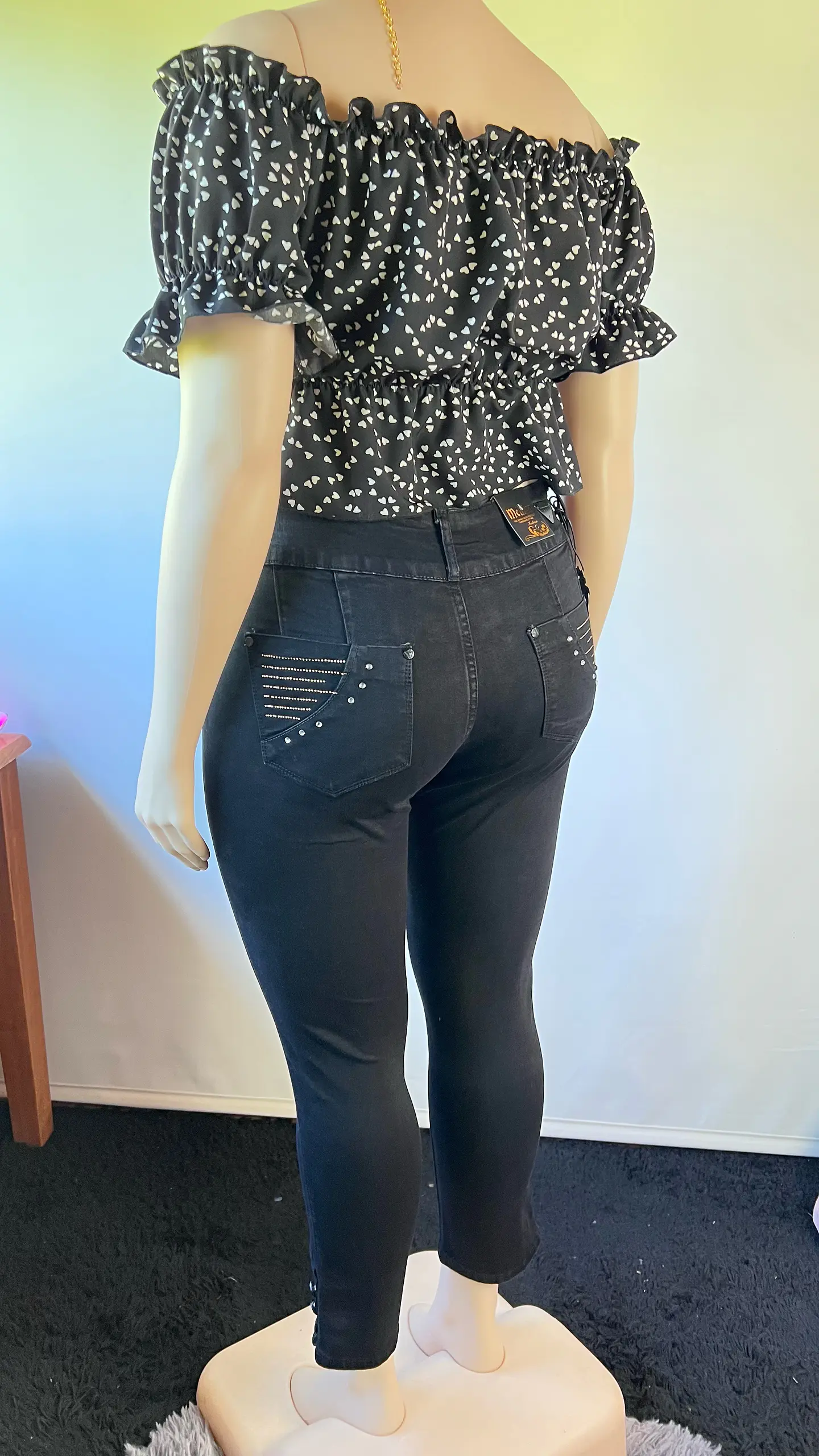 Jeans Negro JE028 brillos 2
