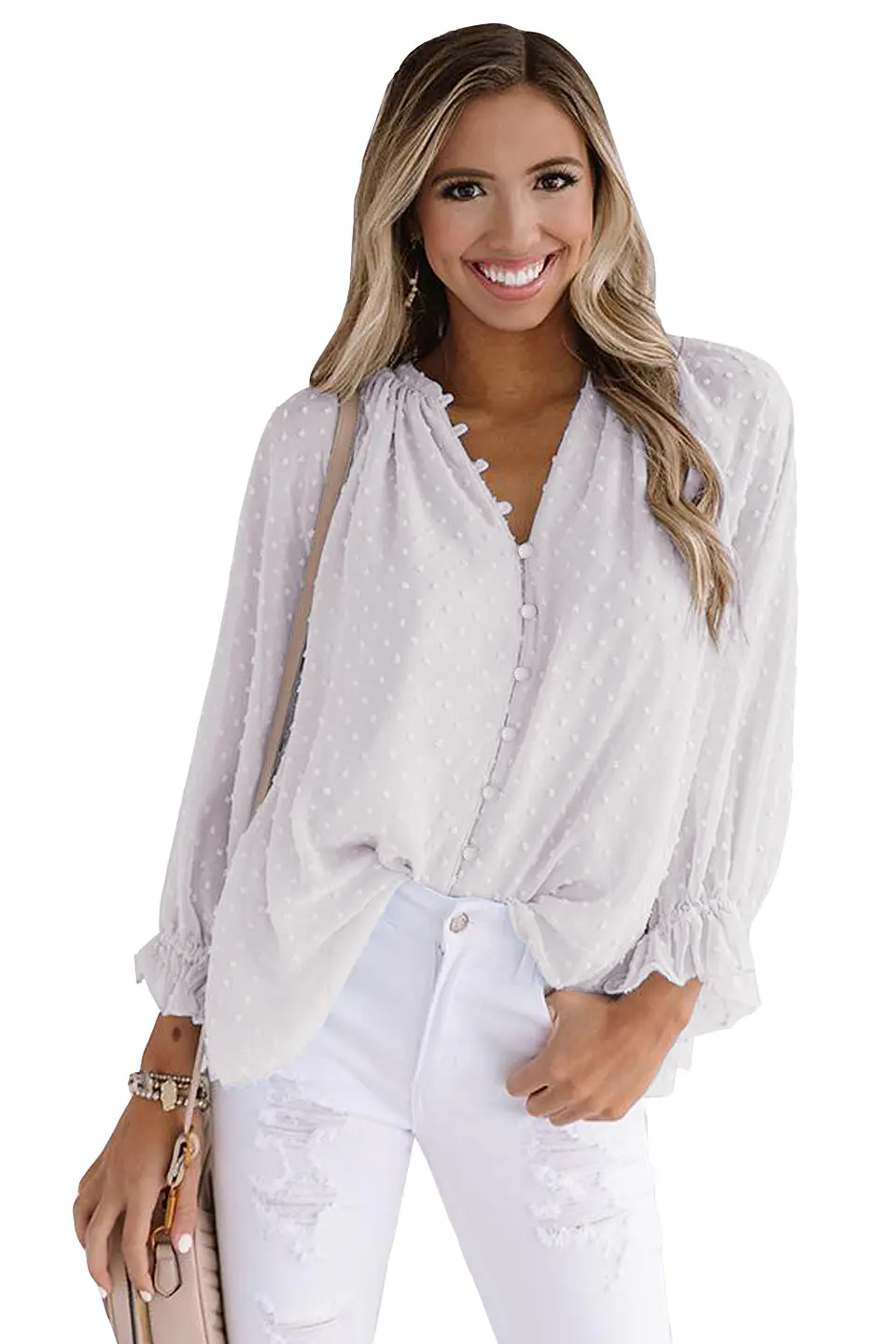 Blusa lunares blanca PL163 1