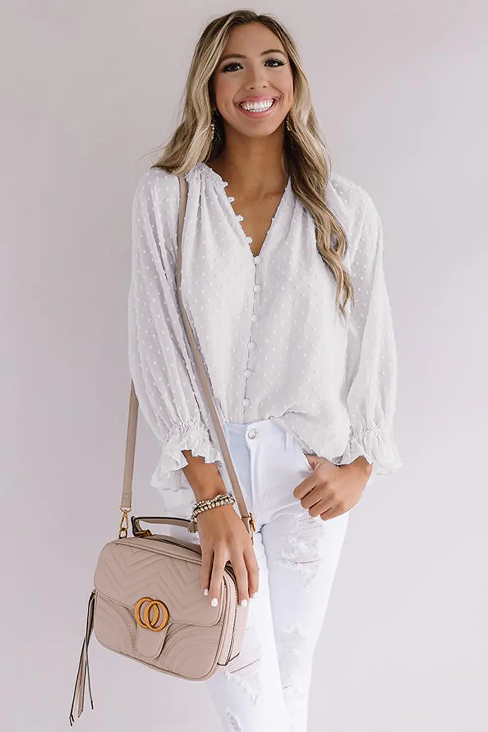 Blusa lunares blanca PL163 4