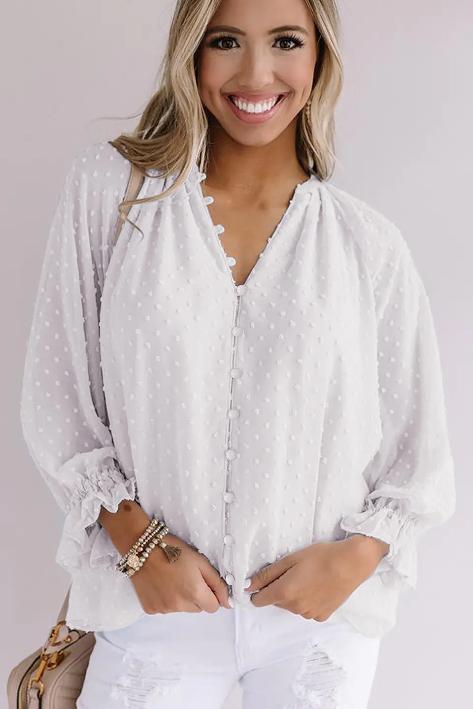 Blusa lunares blanca PL163 3