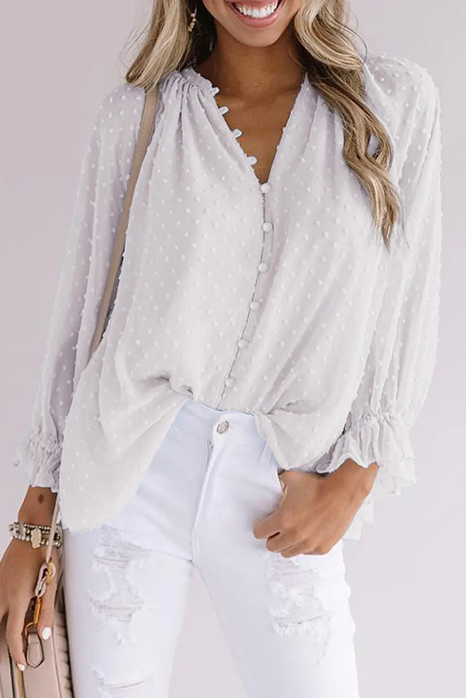 Blusa lunares blanca PL163 2