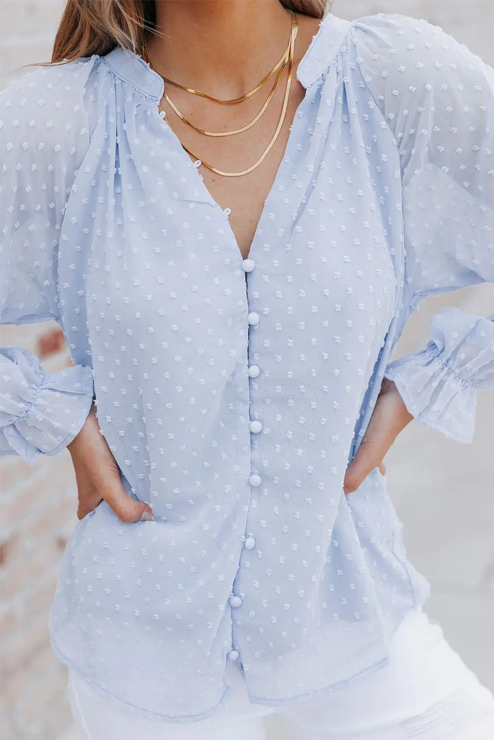 Blusa lunares celeste PL164 1