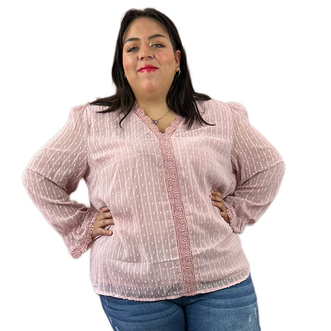 Blusa con mangas larga en transparencia BL068