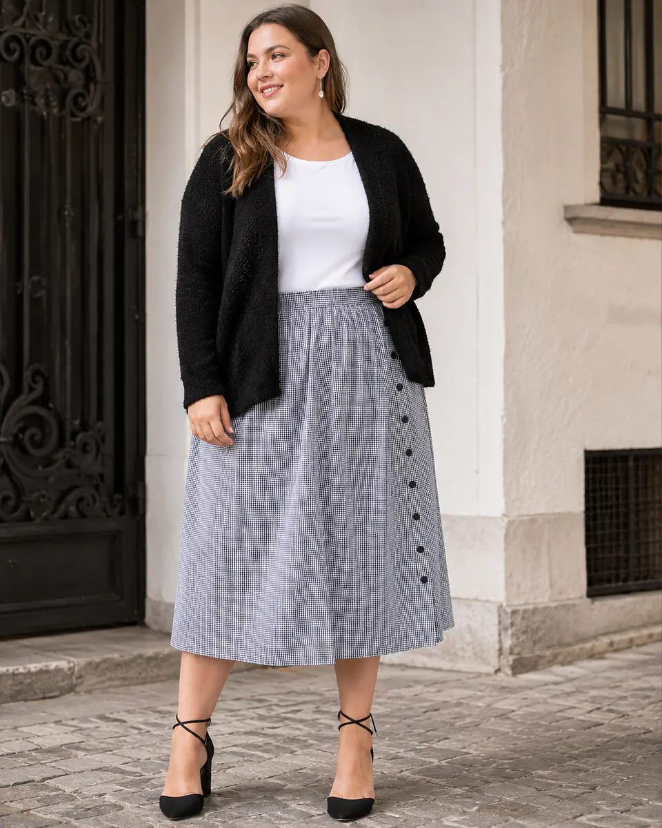 Falda larga FD010 con cintura elasticada 1