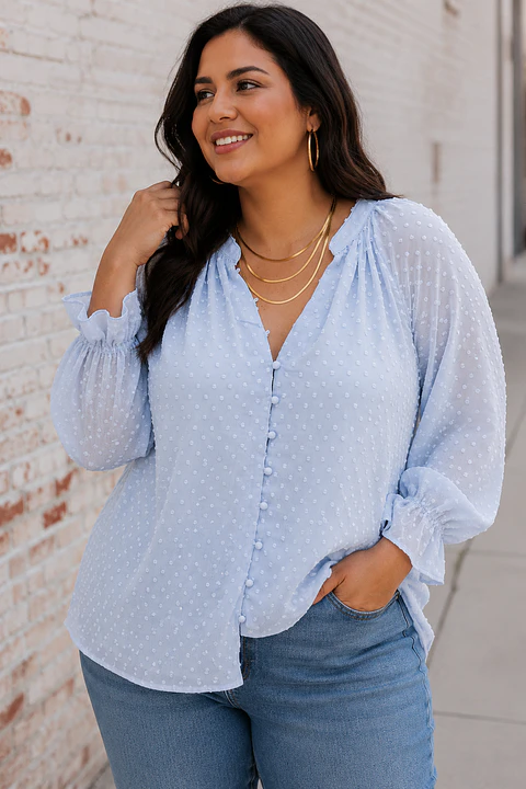 Blusa lunares celeste PL164