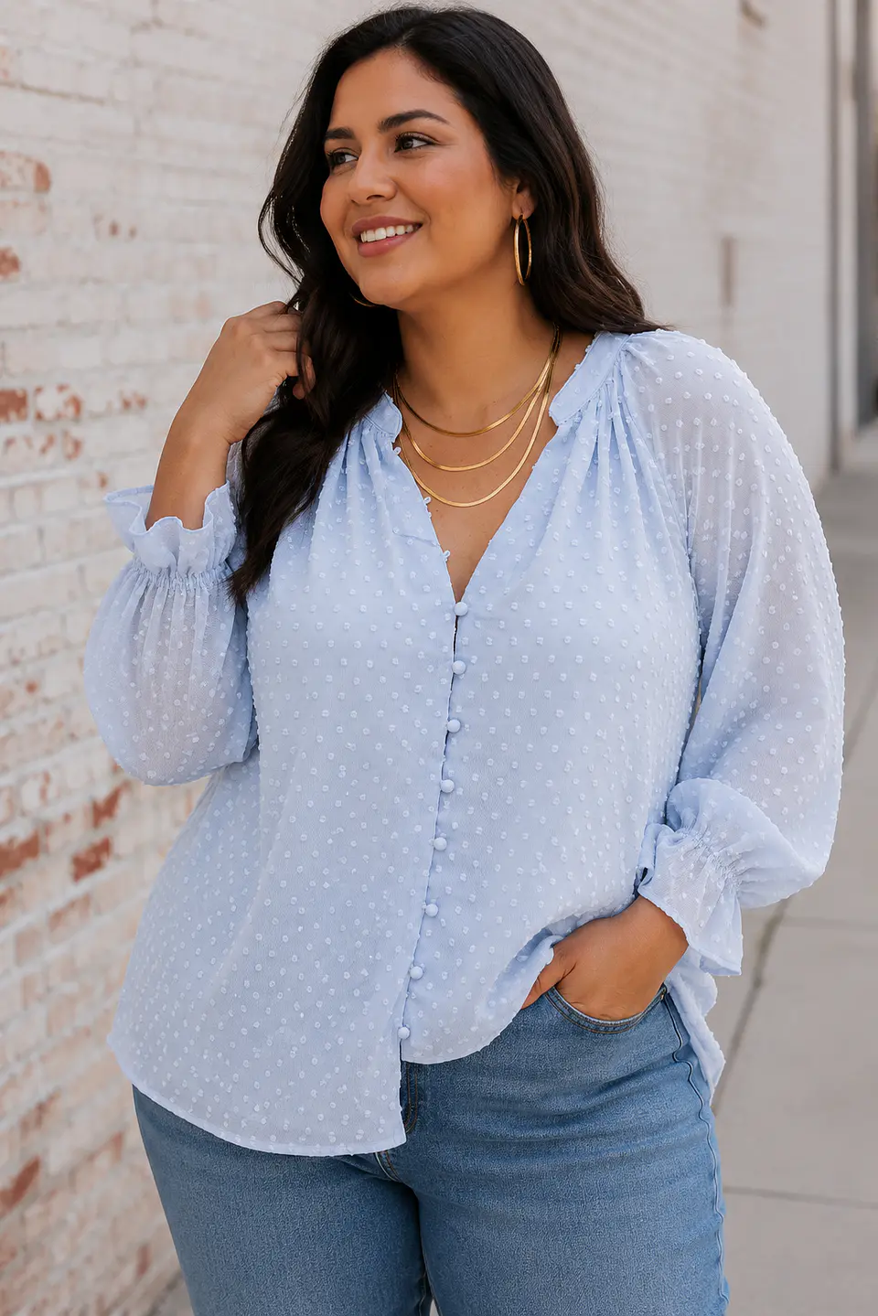 Blusa lunares celeste PL164 1