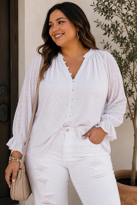 Blusa lunares blanca PL163
