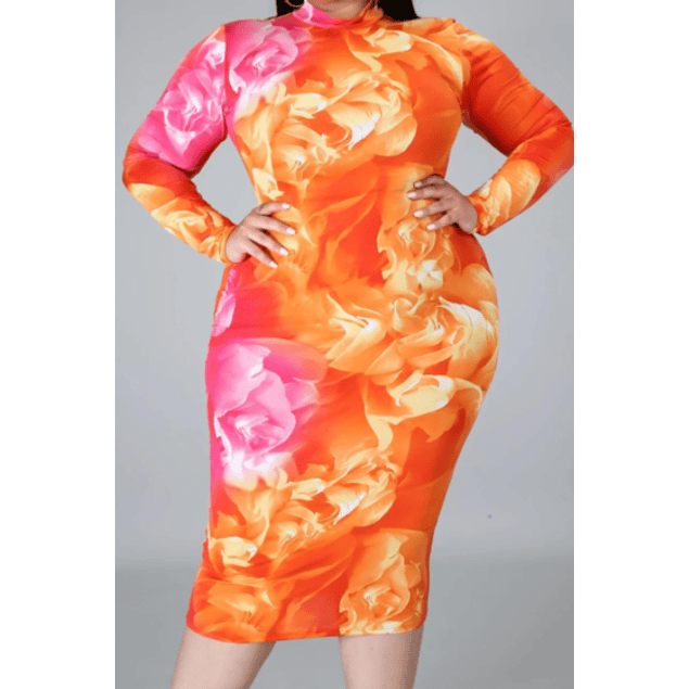 orange zip up dress