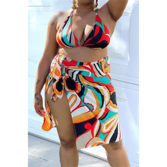 Sexy Multicolor Bathing Suit w/Cover-up