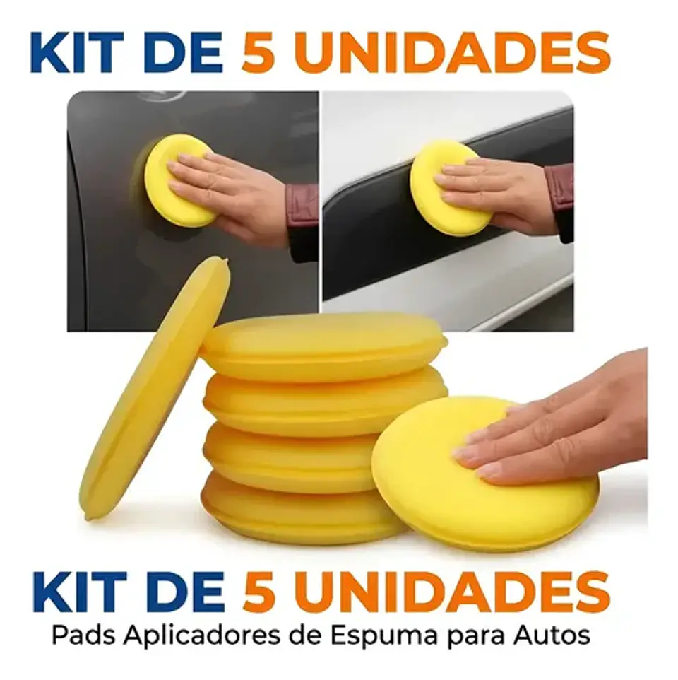 Kit 5 Esponjas Aplicadoras De Cera Espuma Auto Detailing 1
