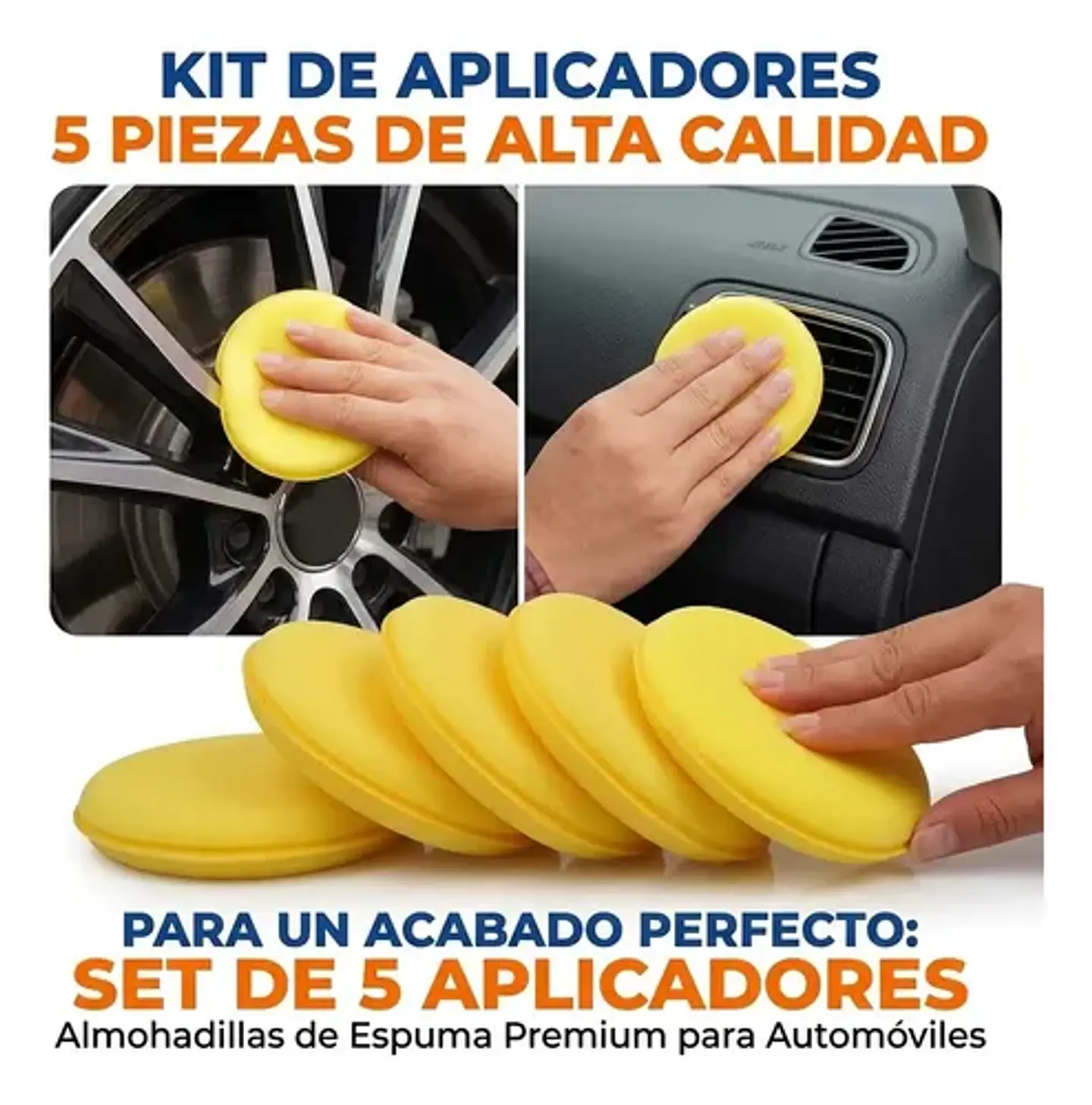 Kit 5 Esponjas Aplicadoras De Cera Espuma Auto Detailing 3