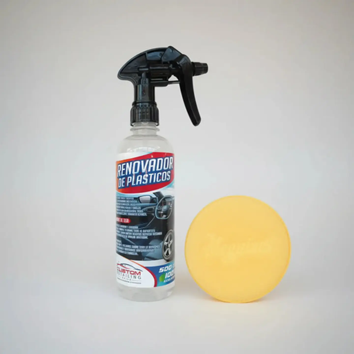 Restaurador Plásticos Negros 500 ml. + Aplicador de Esponja 9
