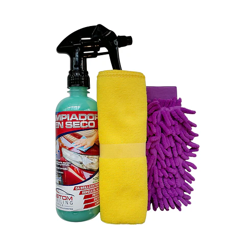 Kit Lavado en Seco de 500 ml. + 1 Paño & Guante Microfibra