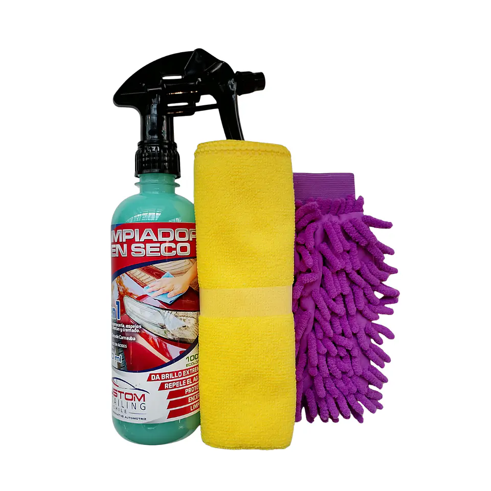 Kit Lavado en Seco de 500 ml. + 1 Paño & Guante Microfibra 1