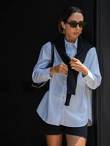 Camisa Cremona Brocado Celeste