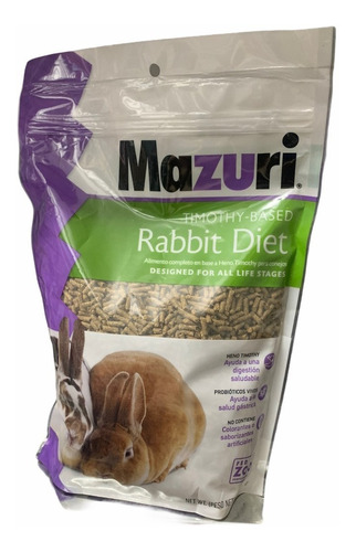 Mazuri Conejo Timothy/Based Rabbit 1Kg: Alimento premium para tu mascota exótica ¡Nutrición de calidad para conejos felices!