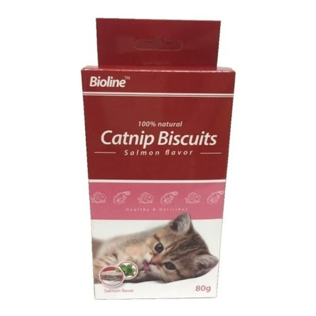 Galletas Bioline Catnip Biscuits Para Gatos Salmón 80g 1