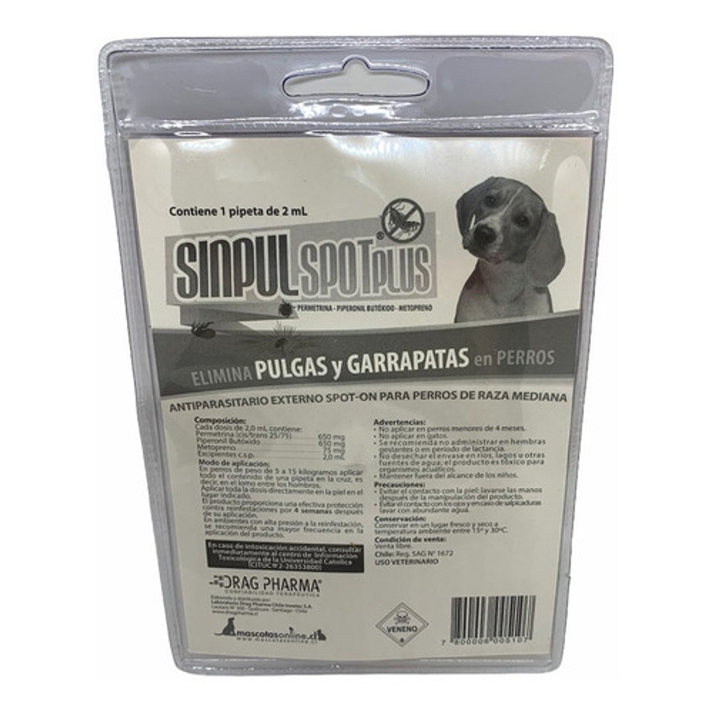 Pipeta Sinpul Spot Plus Perros Raza Mediana De 5 A 15 Kg 2
