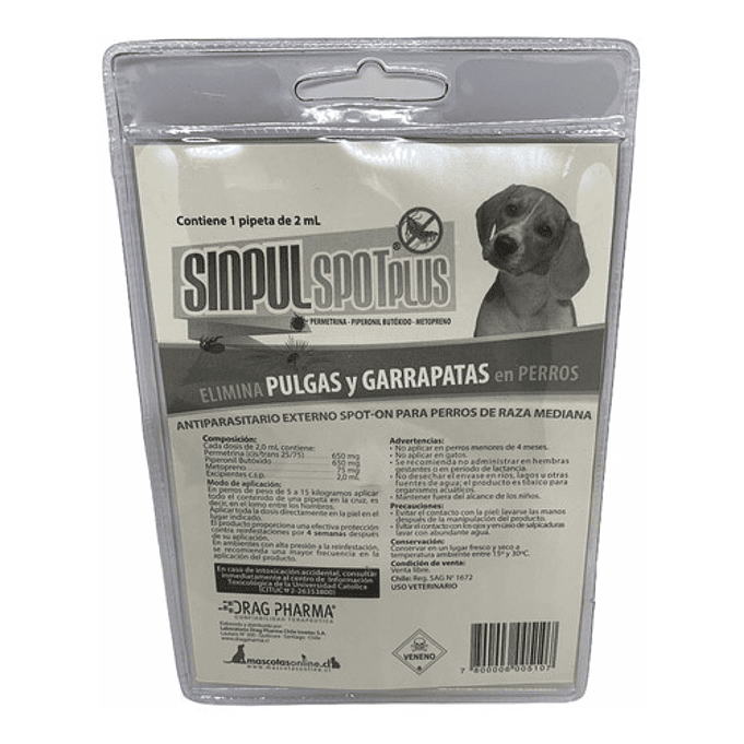 Pipeta Sinpul Spot Plus Perros Raza Mediana De 5 A 15 Kg 2