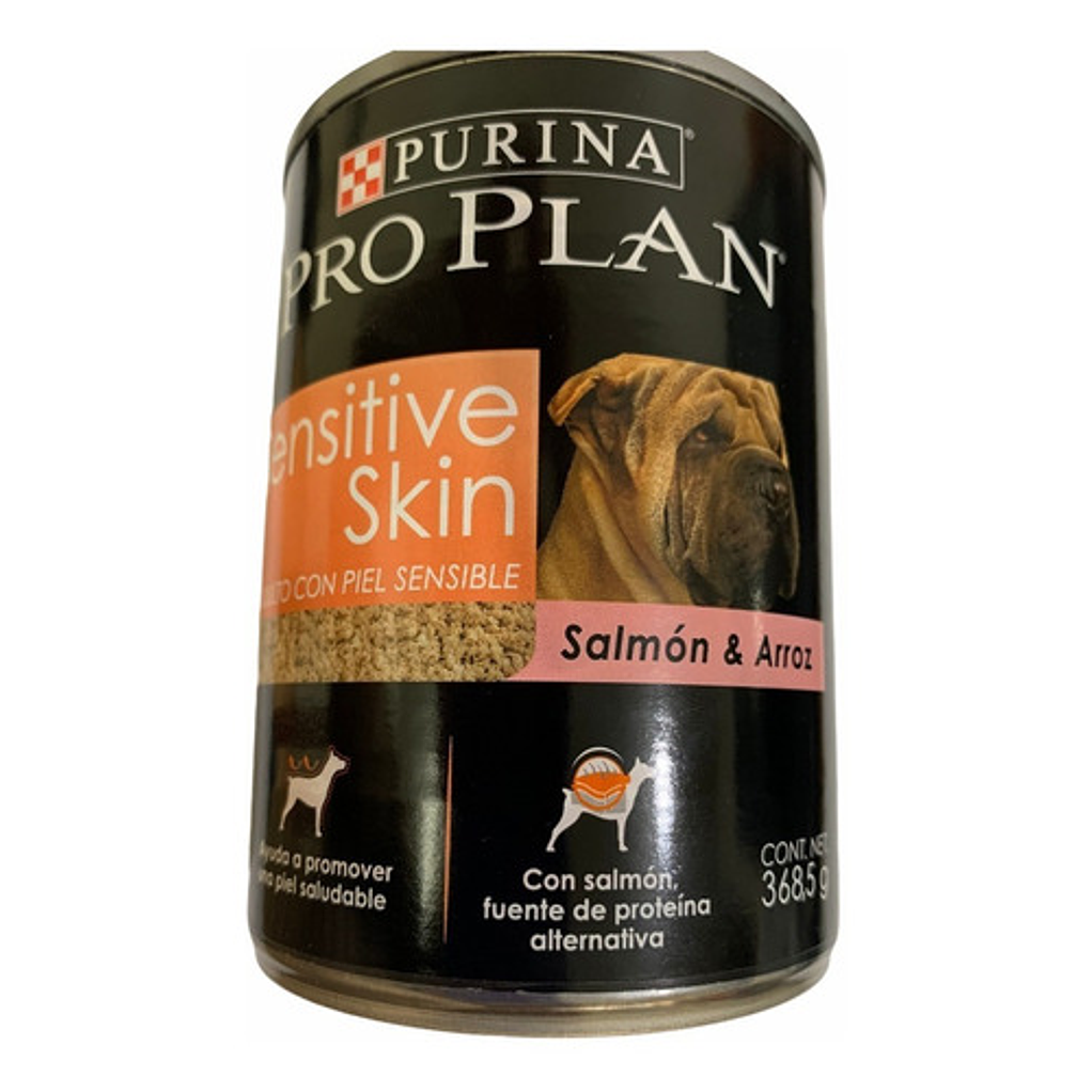 12 Latas Proplan Adulto Piel Sensible Perros De Salmón de 368.5gr 1
