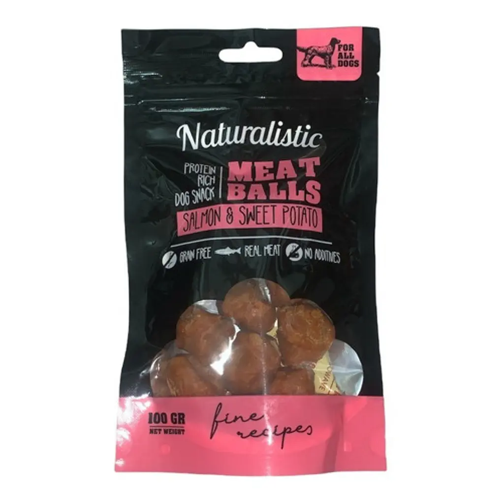 Naturalistic Meatballs Snack Sabor Salmon Y Camote 100 Gr 1