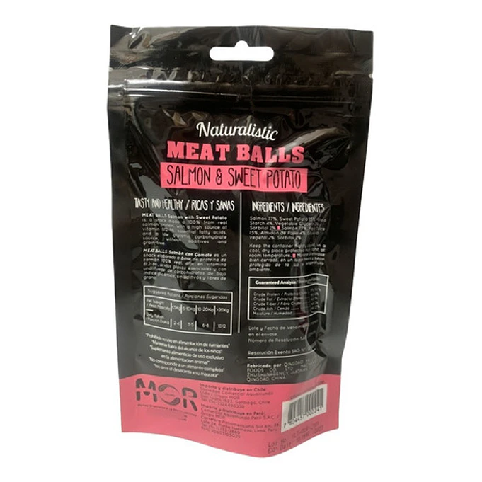 Naturalistic Meatballs Snack Sabor Salmon Y Camote 100 Gr 2