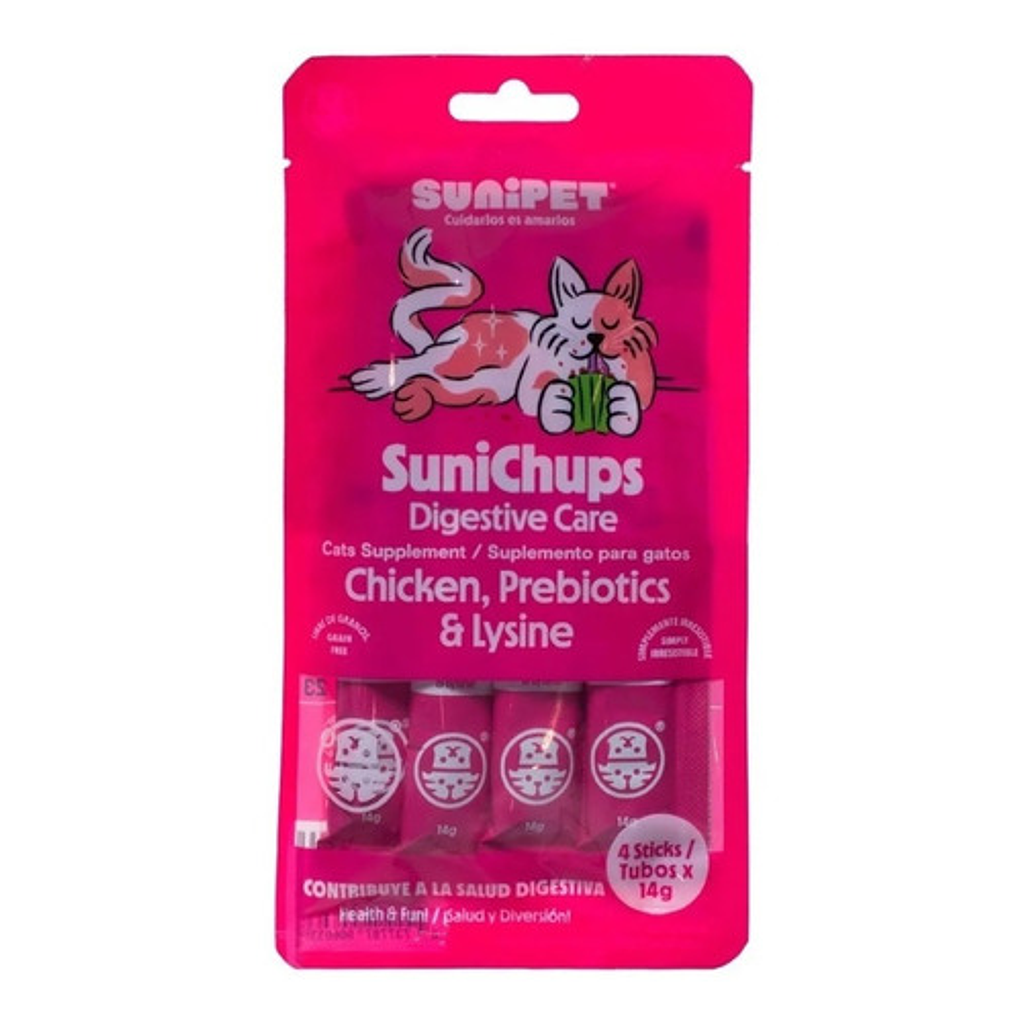 Snacks Gatos Sunichups Fortalece Salud Digestiva 4x14g Pollo 1
