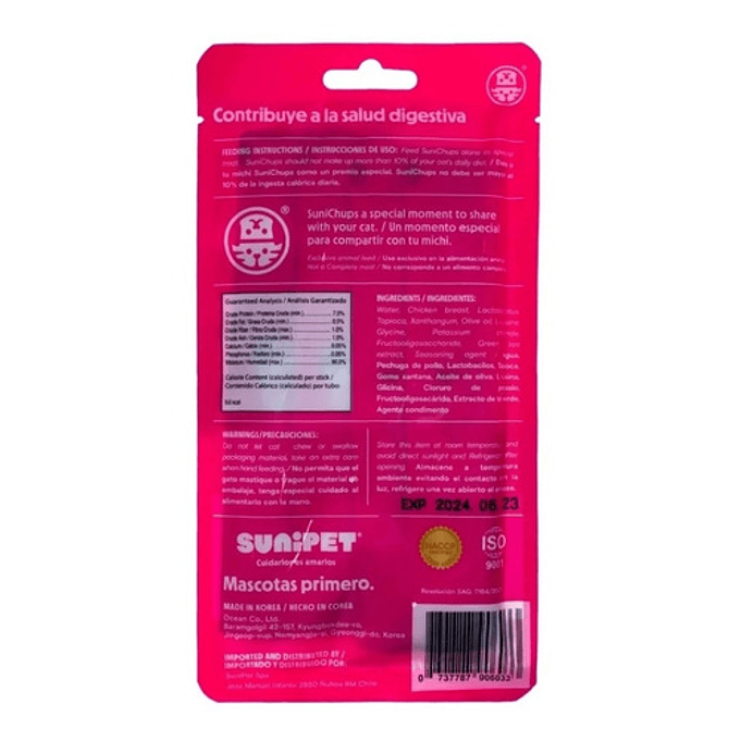 Snacks Gatos Sunichups Fortalece Salud Digestiva 4x14g Pollo 3