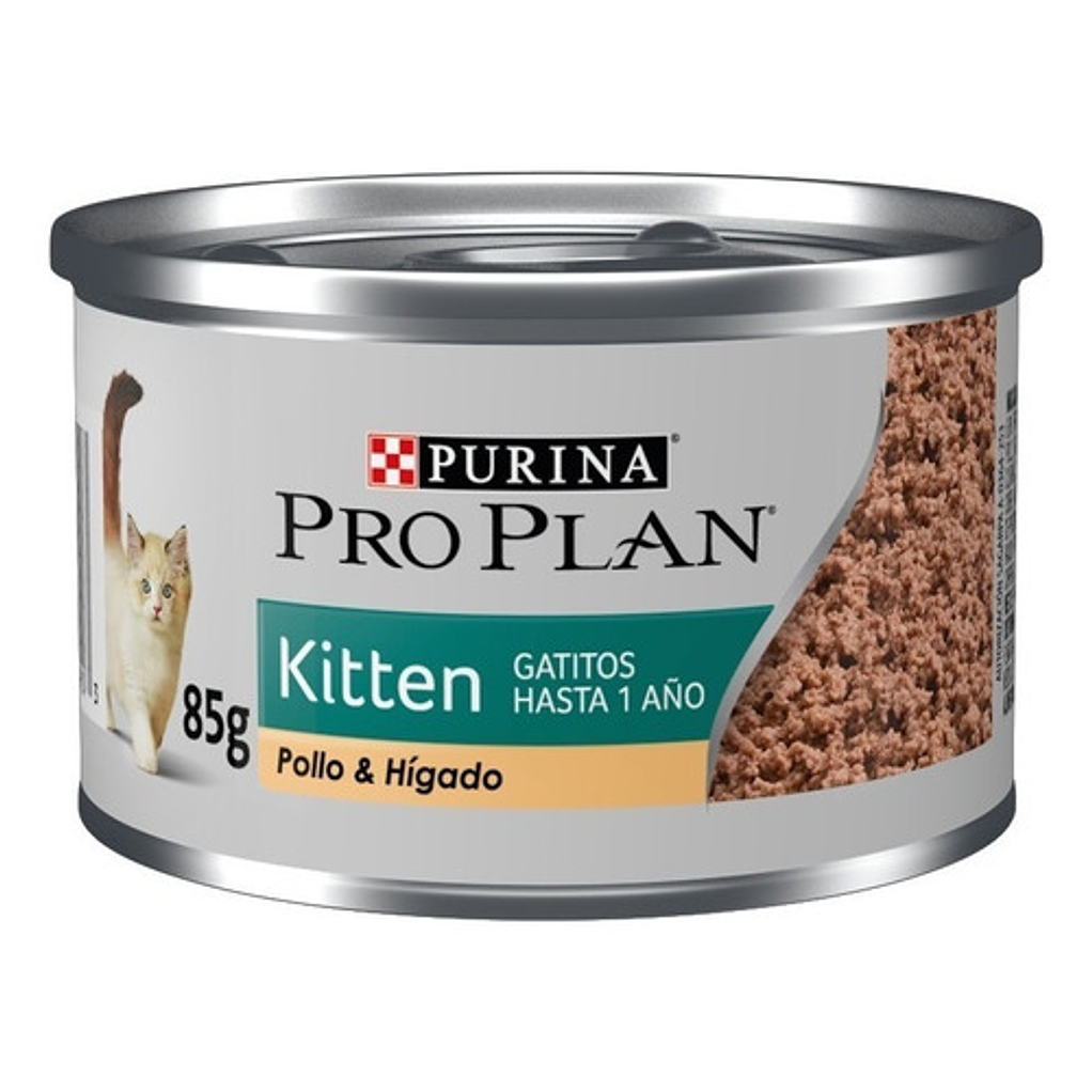 1 Lata Pro plan Kitten Para Gatito Sabor Pollo Y Hígado De 85 G 1