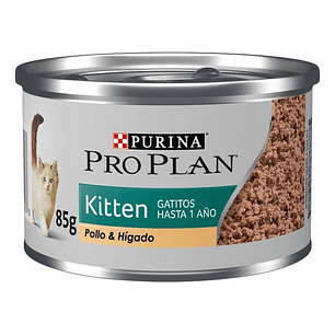 1 Lata Pro plan Kitten Para Gatito Sabor Pollo Y Hígado De 85 G