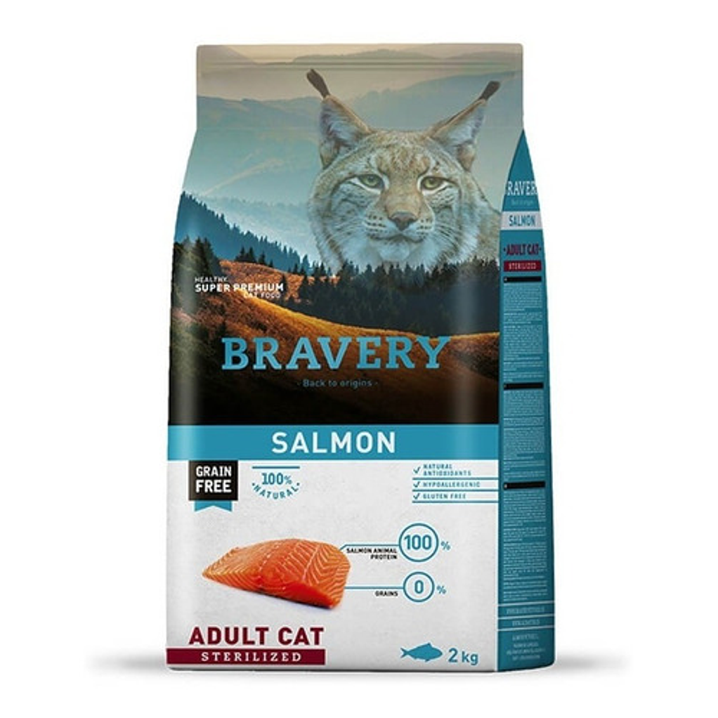 Alimento Bravery Esterilizado Gato Adulto Salmón De 2kg 1