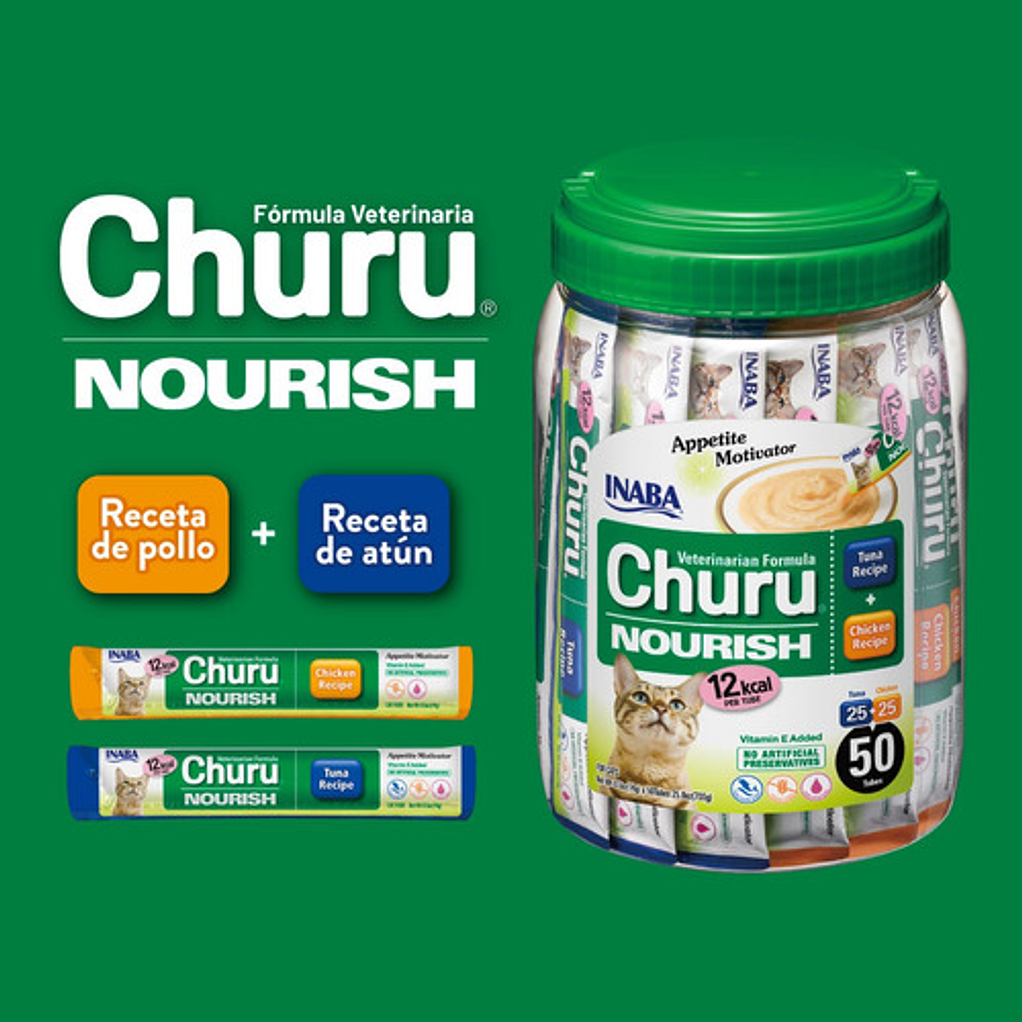 Churu Nourish Inaba Para Gatos Pollo Y Atún Frasco 50 Un 2