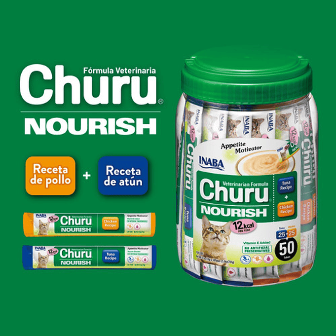 Churu Nourish Inaba Para Gatos Pollo Y Atún Frasco 50 Un 2