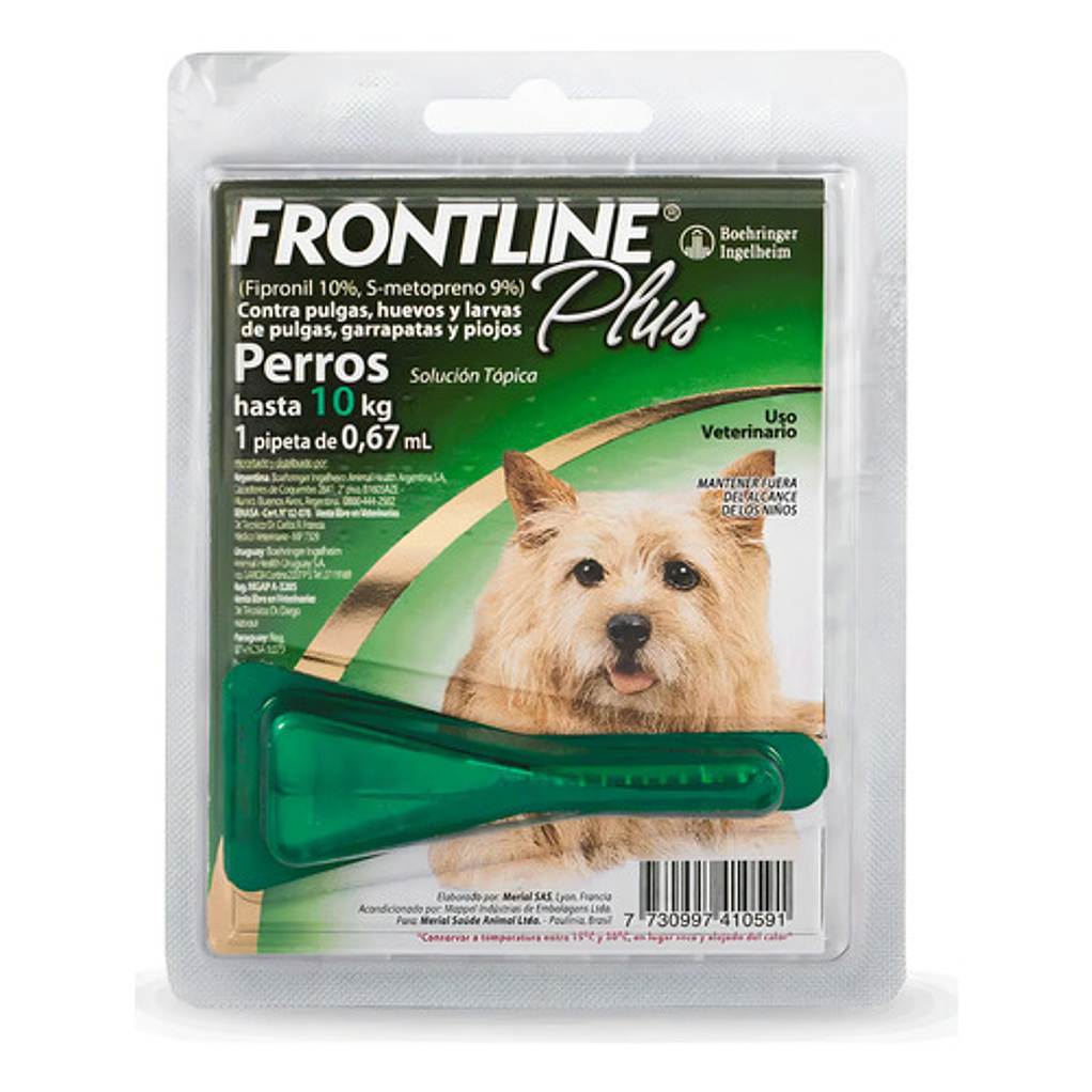  Pipeta Perro Hasta 10kg Frontline Plus Pulgas Garrapatas 1
