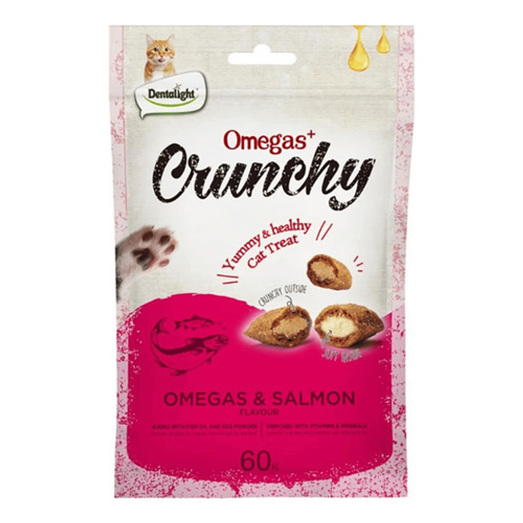 Cats Treat Galleta Rellena Omegas Y Salmon Crunchy 60g-Dentalight Omegas Crunchy - Salmón 1