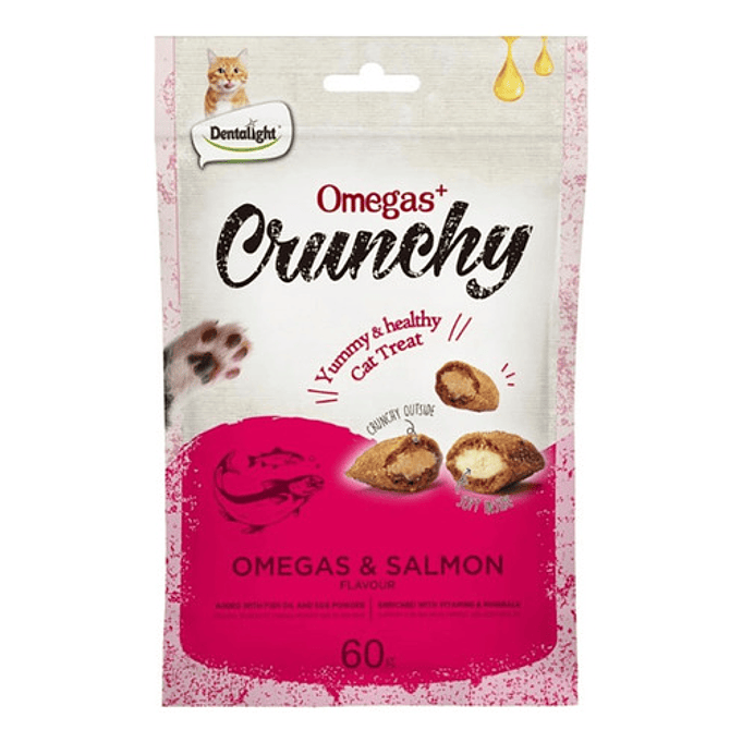 Cats Treat Galleta Rellena Omegas Y Salmon Crunchy 60g-Dentalight Omegas Crunchy - Salmón 1