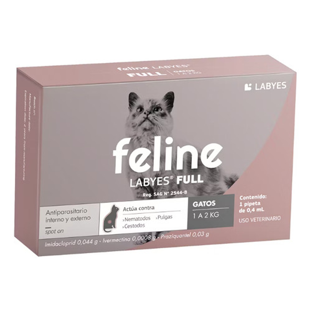 Pipeta Para Gato Feline Labyes Full 0,4 Ml De 1 Kg A 2 Kg 1