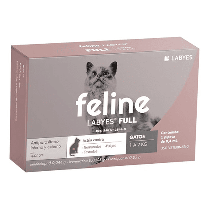 Pipeta Para Gato Feline Labyes Full 0,4 Ml De 1 Kg A 2 Kg 1