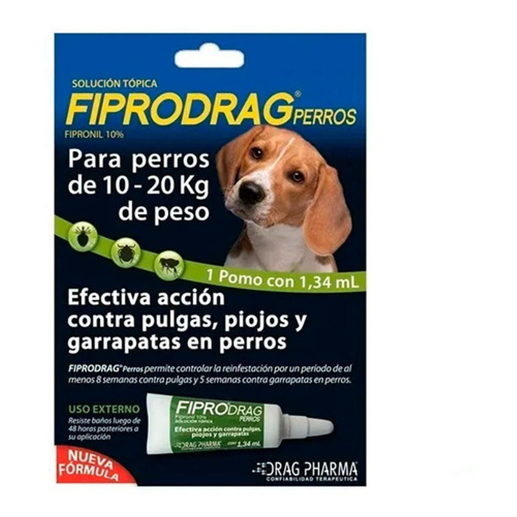Pipeta Fiprodrag Antipulga Perros De 10 A 20 Kg 1.4 Ml 1