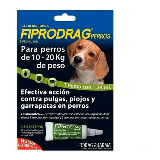 Pipeta Fiprodrag Antipulga Perros De 10 A 20 Kg 1.4 Ml 1