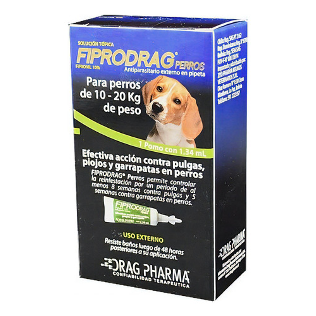 Pipeta Fiprodrag Antipulga Perros De 10 A 20 Kg 1.4 Ml 2