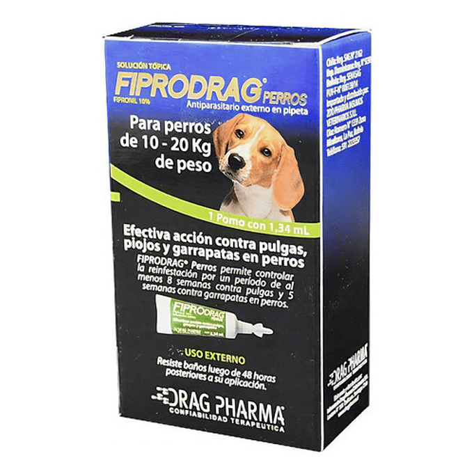 Pipeta Fiprodrag Antipulga Perros De 10 A 20 Kg 1.4 Ml 2